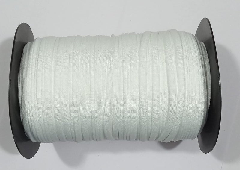OMX Flat Tubular (50 Meters, 5mm) Knitted Spandex White Elastic Ear Loops for Making Masks and Other Projects in Spool Packing (White) - Image 4