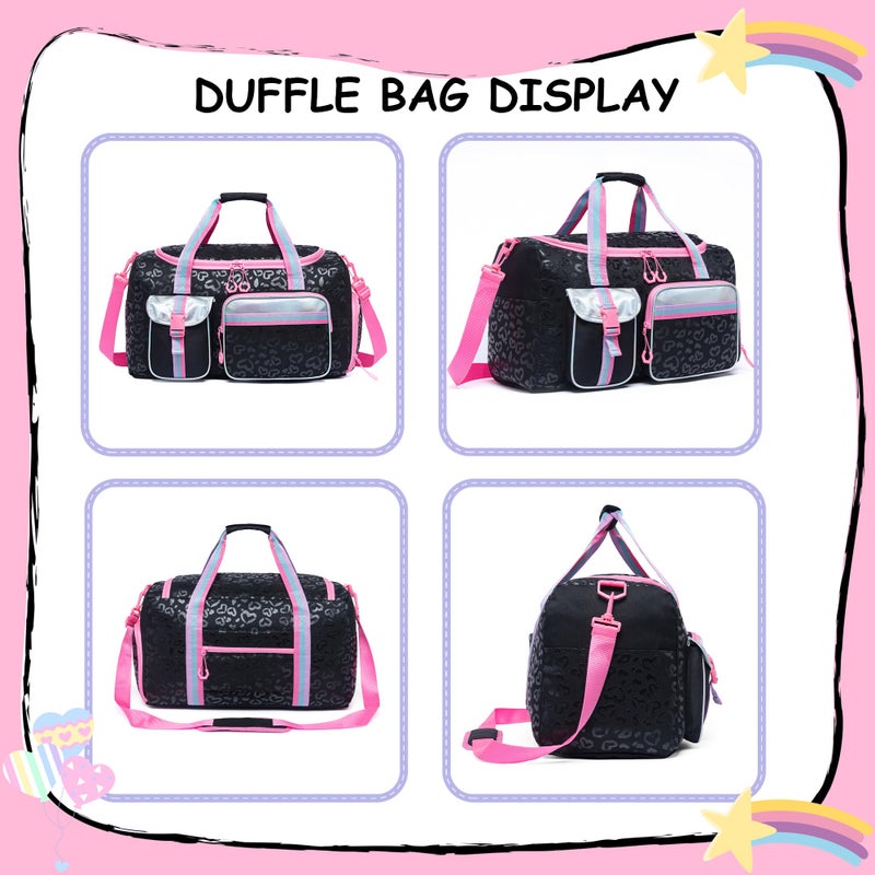 Oruiji Kids Duffle Bag Girls Women Travel Bag Gifts Overnight Bag for Girls Women Tote Sleepover Bags for Girl Gym Dance Bags with Shoes Compartment - Image 3