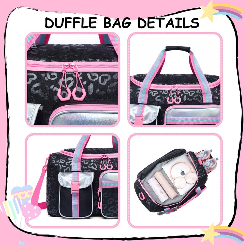 Oruiji Kids Duffle Bag Girls Women Travel Bag Gifts Overnight Bag for Girls Women Tote Sleepover Bags for Girl Gym Dance Bags with Shoes Compartment - Image 4