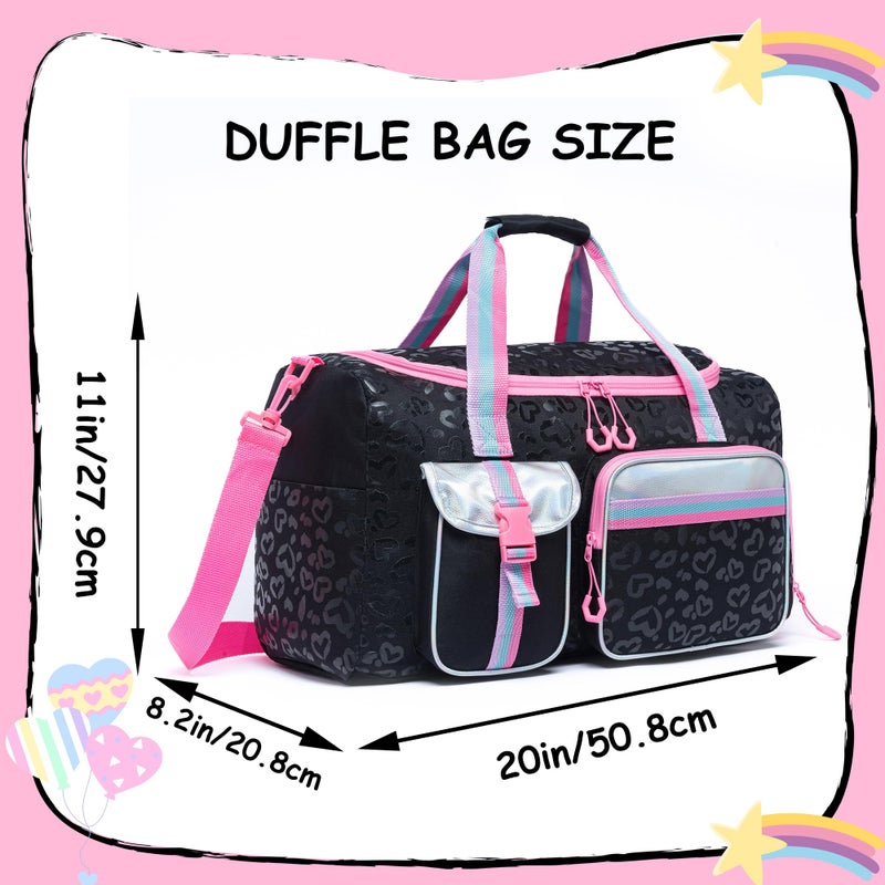 Oruiji Kids Duffle Bag Girls Women Travel Bag Gifts Overnight Bag for Girls Women Tote Sleepover Bags for Girl Gym Dance Bags with Shoes Compartment - Image 2