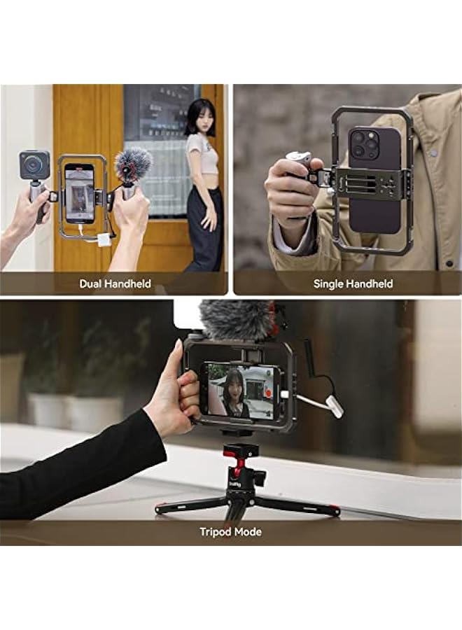 SmallRig All-in-One Universal Phone Video Rig Kit, with Wireless Control Handles, Power Bank Holder, Table Tripod, Universal Phone Cage Kit for iPhone 16/15 /14 Pro/Max Series Vlogging Kit - 4120 - Image 5