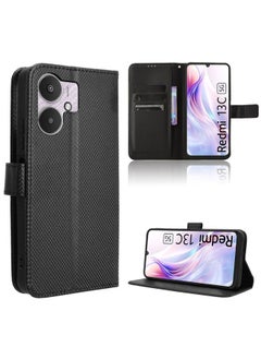 HuHa Case Cover For Xiaomi Redmi 13C 5G / 13R 5G Diamond Texture Leather Phone Case Black 
