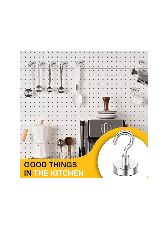 promass Heavy Duty Magnetic Hooks - 27 lb+ Extra Strong Earth Magnets with Hook for Refrigerator, Cruise, Cabins, Grill - Silver White, Pack of 10 - Image 5