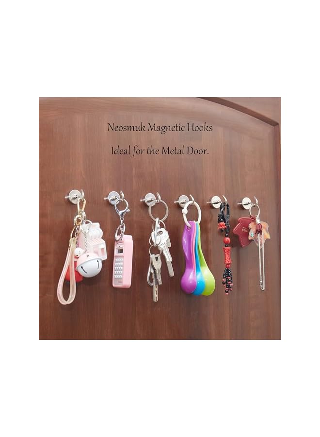 promass Heavy Duty Magnetic Hooks - 27 lb+ Extra Strong Earth Magnets with Hook for Refrigerator, Cruise, Cabins, Grill - Silver White, Pack of 10 - Image 4