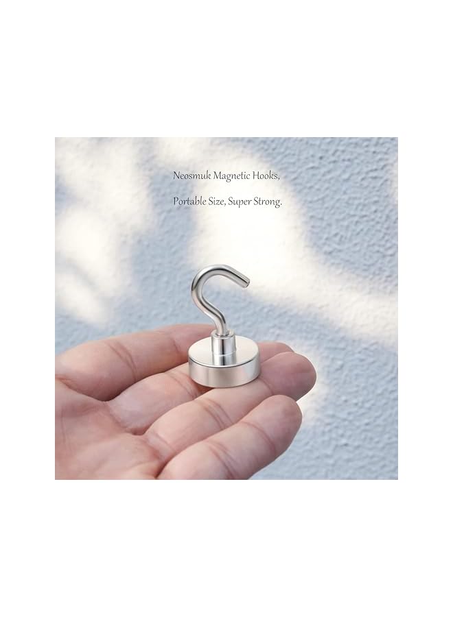 promass Heavy Duty Magnetic Hooks - 27 lb+ Extra Strong Earth Magnets with Hook for Refrigerator, Cruise, Cabins, Grill - Silver White, Pack of 10 - Image 2