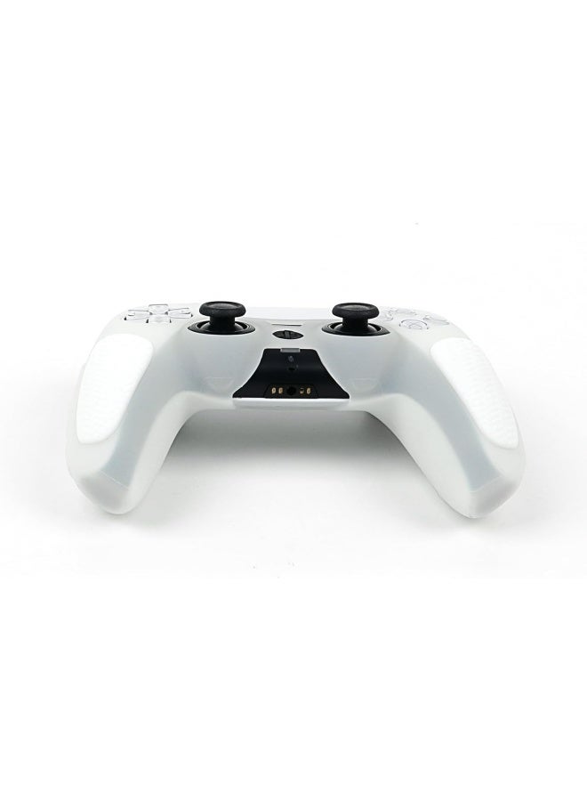 2 PACK PS5 Controller Skin Case Soft Flat Anti-Slip Silicone Protective Cover for PlayStation 5 Controller, with 16 Raised Thumb Grip Caps (Black+Clear) - Image 5