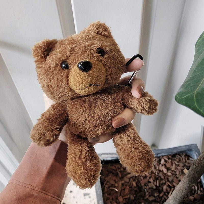 جابي for AirPods Pro Case 3D Cartoon Cute Teddy Bear Doll Plush Fluffy Warm Carrying Case Soft Protective AirPod Pro Case Cover Accessories for Airpods Pro 2019 - Image 2