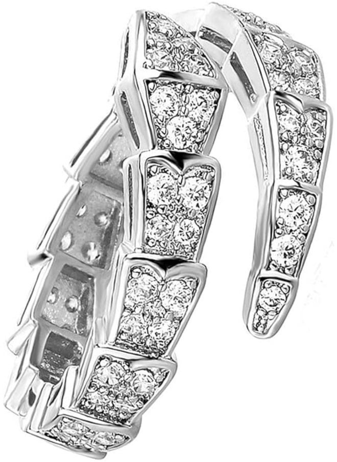 Generic Vintage  Rings for Women Cubic Zirconia Spinel Diamond Open Adjustable Silver Plated Promise Statement Rings for Lady Women Birthday Anniversary Party  - Image 1
