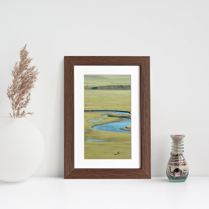 wallwisy 4x6 Picture Frame, Solid Oak Wood 4x6 Picture Frames with Mat to 3x5(Openning Size is 2.75x4.75), Natural Oak 6x4 Frame, (Walnut Set of 2) - Image 2