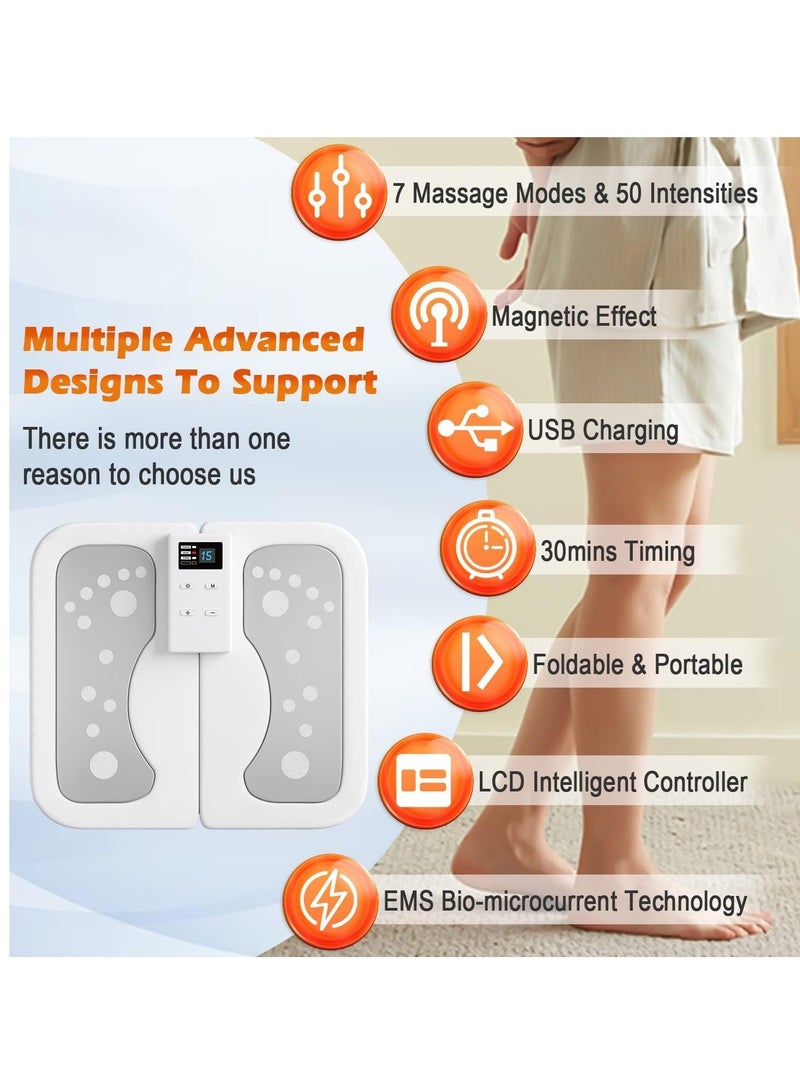 XiuWoo Portable Foldable Electric USB EMS Feet Massager, Foot Stimulator Massage, Foot Reflexology Massager, Footrest Pad with 50 Intensities &10 Modes Muscle Relaxation Foot Fatigue and Soreness discomfort - Image 2