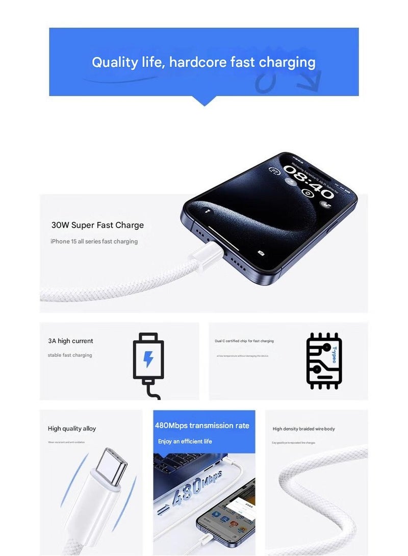 USB type C To type-C Super Fast Charging Cable 1M 60W For iPhone 16/15, iPad, iPad mini 7, MacBook Pro, Samsung S25 Ultra/S24/23/, Huawei P70  - Image 4