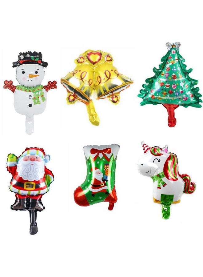 Krisah Pack of 6 Mini Christmas Foil Balloons Decoration Small - Image 1