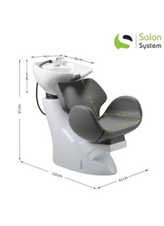 Salon System upgraded chair with hair sink White base and gray seat  - Image 5