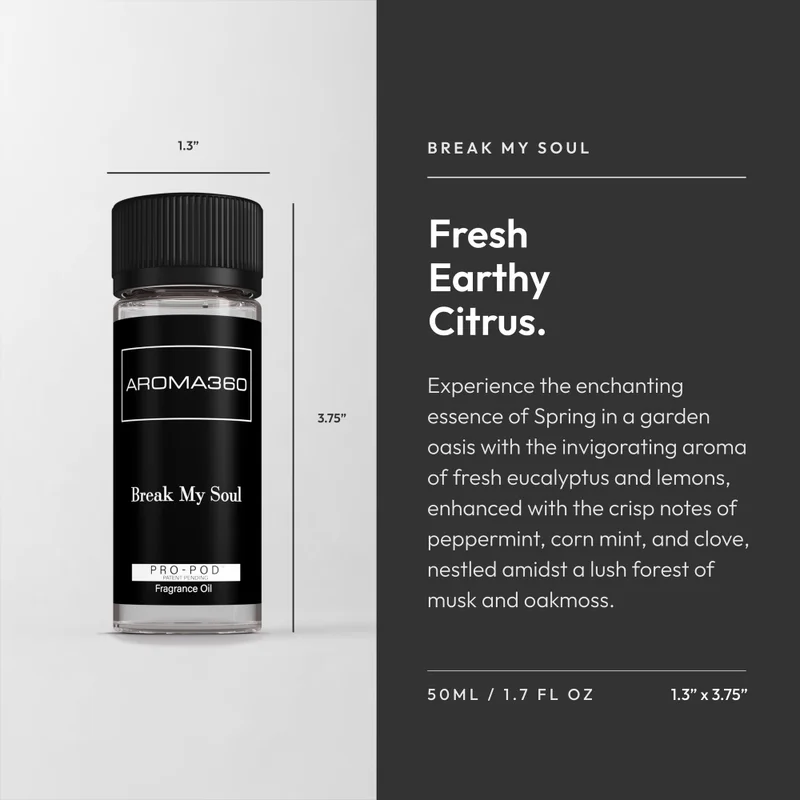 Aroma360  Break My Soul Pro-Pod Oil Blend - Hotel Inspired for Luxury Essential Oil Diffusers - Aromatherapy Scent Diffuser Oil - Fennel Seed, Corn Mint, and Oakmoss  - 50 mL, 1.7 fl oz  | Best Price UAE