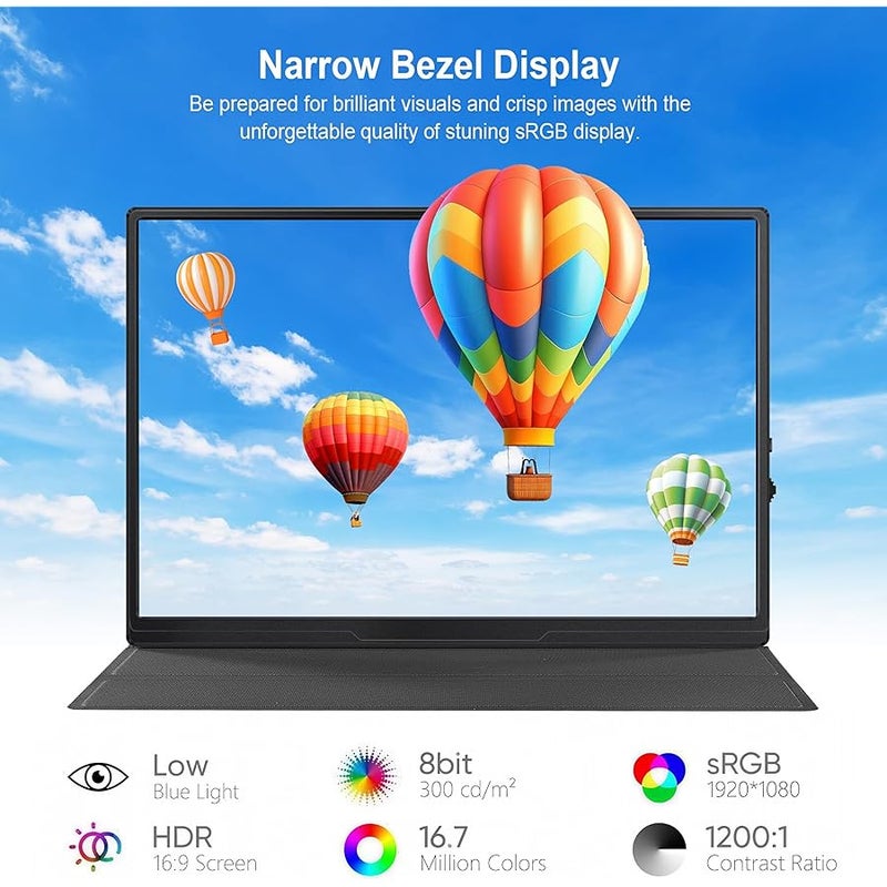 شاشة لابتوب محمولة بمنفذ USB-C مقاس 10.5 انش - شاشة IPS FHD 1920×1280P، HDMI، شاشة خارجية للابتوب والكمبيوتر الشخصي وماك والجوال وبلاي ستيشن والالعاب باطار صفر رفيع للغاية مع غطاء ذكي ممتاز - Image 4