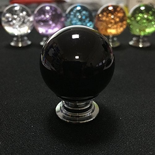 ANJUU 12 Pcs 30mm Round Shape Bubble Crystal Glass Cabinet Knobs with Screws Drawer Knob Pull Handle Used for Kitchen, Dresser, Door, Cupboard (Black) - Image 5