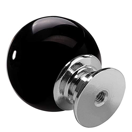 ANJUU 12 Pcs 30mm Round Shape Bubble Crystal Glass Cabinet Knobs with Screws Drawer Knob Pull Handle Used for Kitchen, Dresser, Door, Cupboard (Black) - Image 4