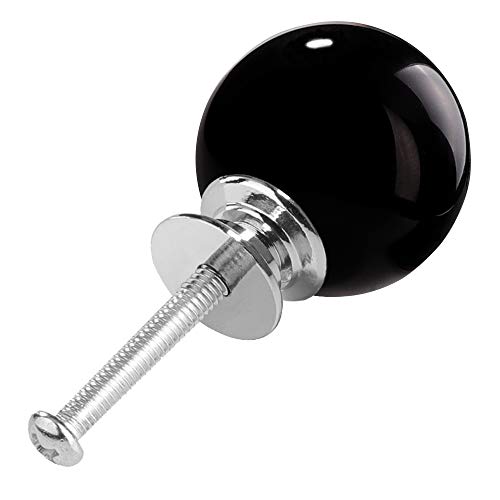 ANJUU 12 Pcs 30mm Round Shape Bubble Crystal Glass Cabinet Knobs with Screws Drawer Knob Pull Handle Used for Kitchen, Dresser, Door, Cupboard (Black) - Image 3