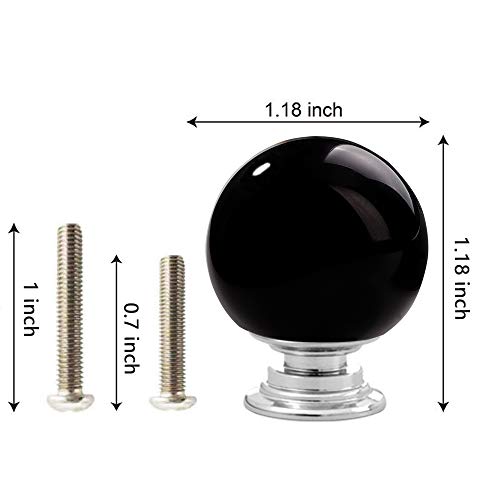 ANJUU 12 Pcs 30mm Round Shape Bubble Crystal Glass Cabinet Knobs with Screws Drawer Knob Pull Handle Used for Kitchen, Dresser, Door, Cupboard (Black) - Image 2