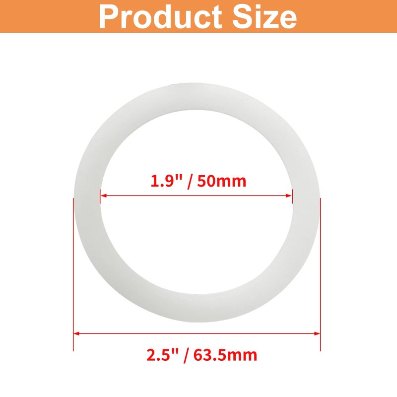 Coufce 8 PCS 1.9 Inch Silicone Sealing Rings Gaskets, White Spare Silicone Replacement Gasket, Food Grade Rubber Seals for Glass Jars Lids (External Dia 2.5 Inch) - Image 2