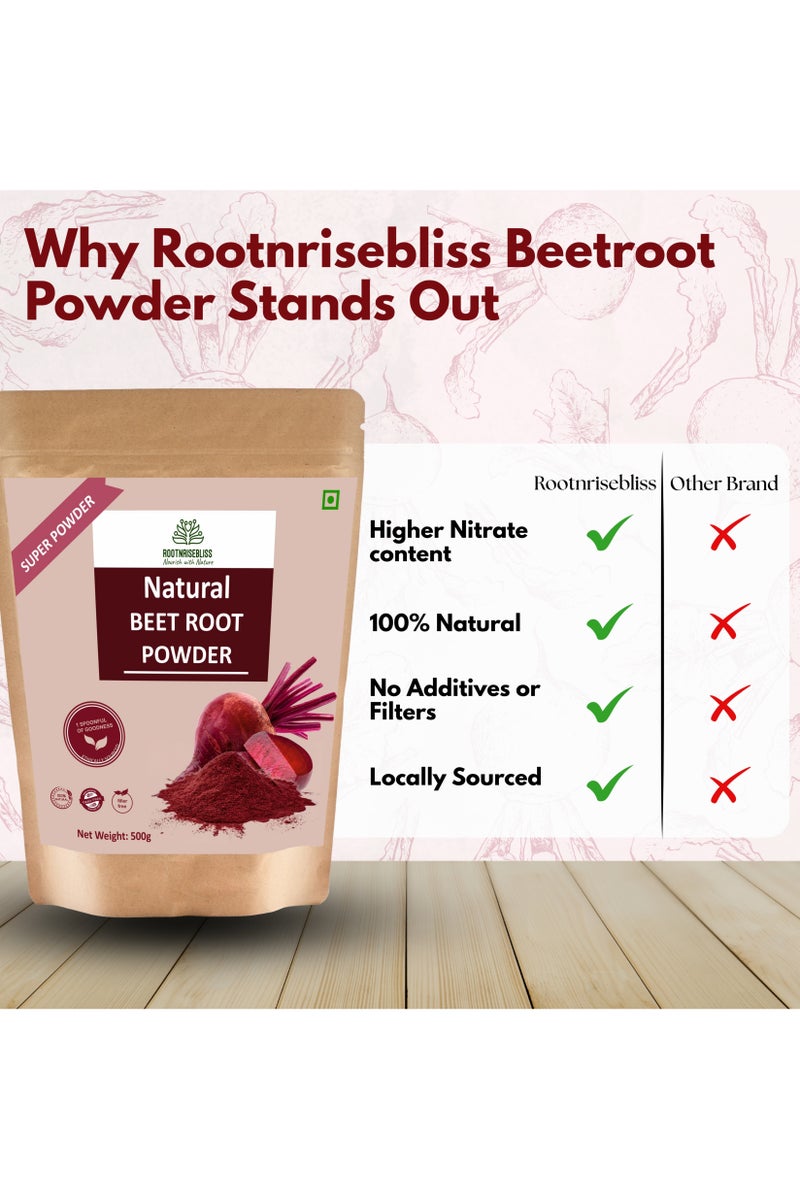 ROOTNRISEBLISS Natural Beetroot Powder 498g – 100% Pure, Antioxidant-Rich Superfood, Plant-Based Supplement for Energy, Heart Health & Blood Pressure Support, Rich in Antioxidants for Skin Glow, Detox, Liver & Performance - Image 3