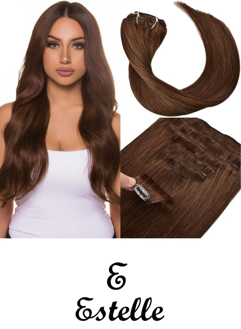 إستيل وصلات شعر بشري بمشبك أسود مستقيم على وصلات شعر ريمي وصلات شعر طبيعية للنساء والسيدات والبنات (7 قطعة/المجموعة أو 4 قطعة/المجموعة) - Image 1