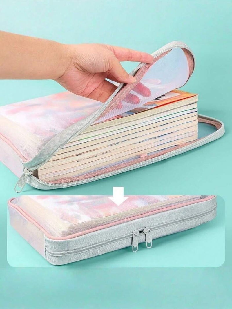 Shein 4-Pack A4 Double-Layer Nylon Mesh Classification Bags, Thick L-Shaped File Bags with Large Capacity, Portable Zipper Handle Backpack, Student Stationery, School Supplies, Office Accessories, University Essentials - 3 Random Colors - Image 3