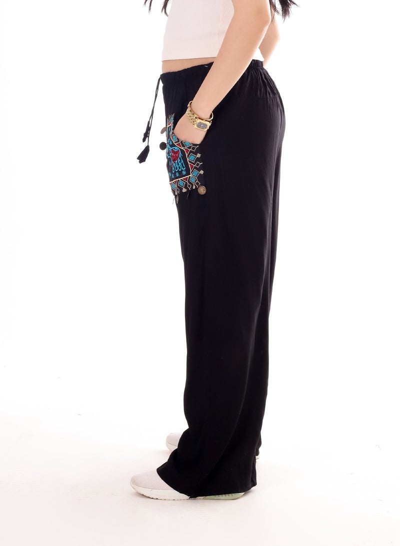 BEBO Women's printed long 2 pocket pants with drawstring  - Image 2