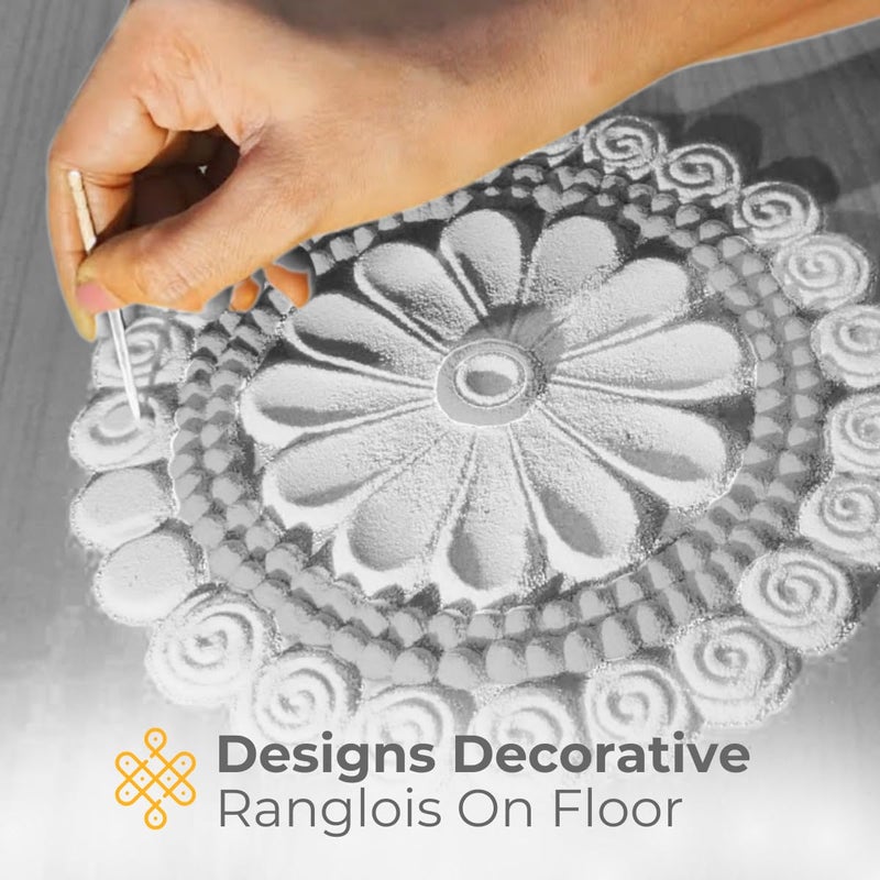 A1 A1 Rangoli Powder Muggu Pindi Box 300 GMS for Floor Art and Festival Decoration White  - Image 3