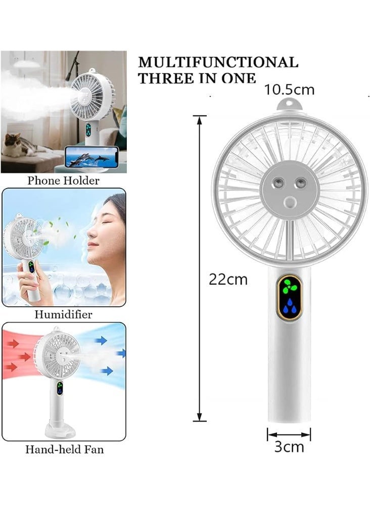 Portable Water Spray Mist Fan, Double Nozzle Sprayer Fan with Phone Holder, 3 Speeds Personalized Cooling Fan, 5000mAh Battery USB Rechargeable Travel Fan with Cooling Humidifier  ﻿ - Image 1