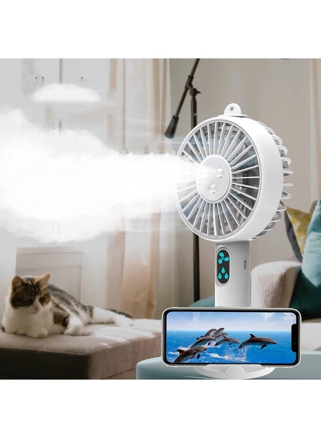 Portable Water Spray Mist Fan, Double Nozzle Sprayer Fan with Phone Holder, 3 Speeds Personalized Cooling Fan, 5000mAh Battery USB Rechargeable Travel Fan with Cooling Humidifier  ﻿ - Image 4