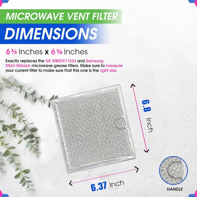 Bagean Microwave Filter replacement 6.81" x 6.34" Fits GE WB02X11534 Samsung DE63-00666A Microwave Grease Filter - Freshens and Filters Kitchen Air Entering the Over-the-Range Oven Stove Fan (2-Pack) - Image 3