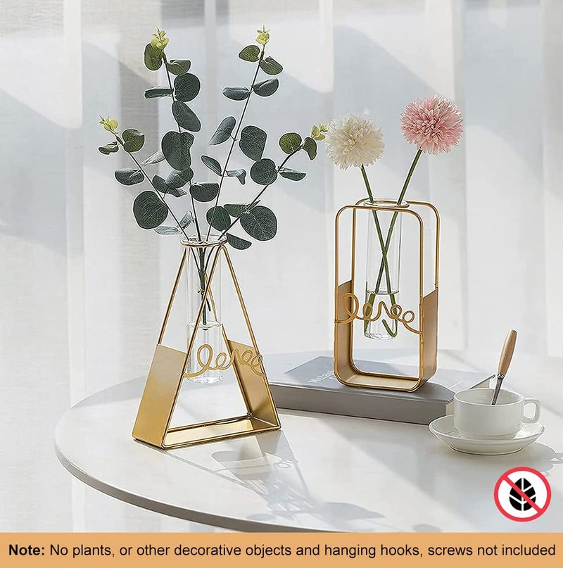 FURN ASPIRE Furn Aspire Glass Metal Frame Stand Flower Vase for Office Home Decoration and Environment Note Plants Decorative Objects Not Included Star - Image 5