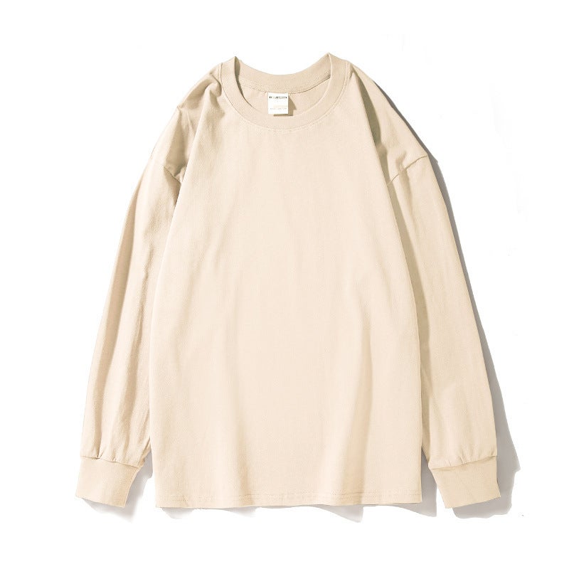 2024 Men'S Fashion Brand Fashionable Men'S And Women'S T-Shirt Cuff Thread Solid Color Light Plate Long Sleeve T-Shirt Spring Base Shirt - Image 1