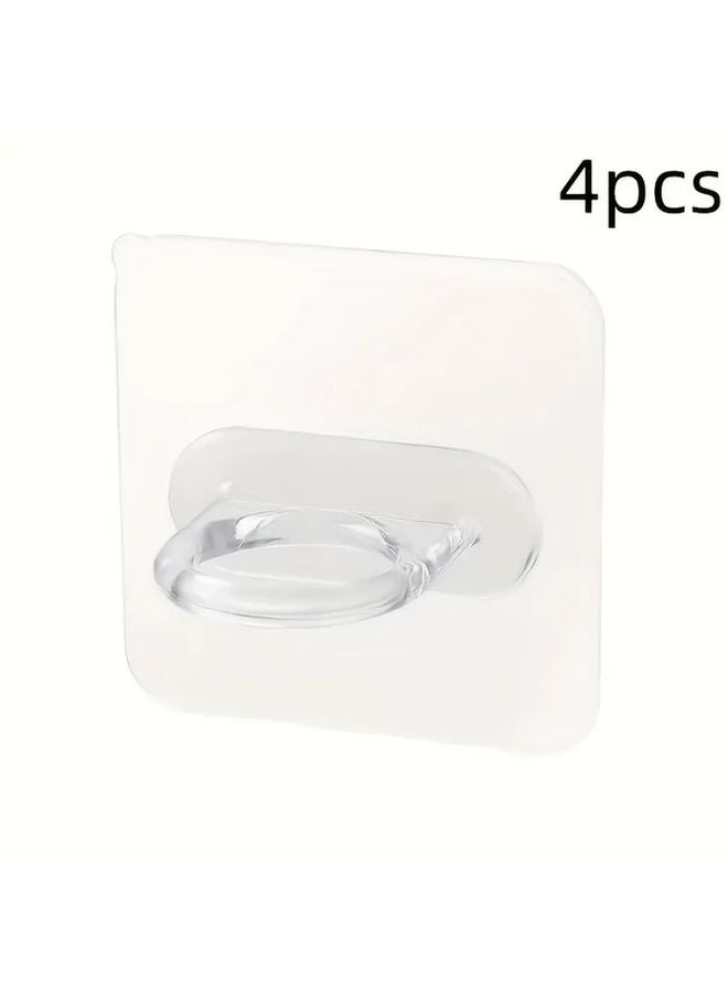 4pcs Traceless Wall Hooks Heavy Duty No Drill Plastic Suction Cups for Bathroom Kitchen - Image 1