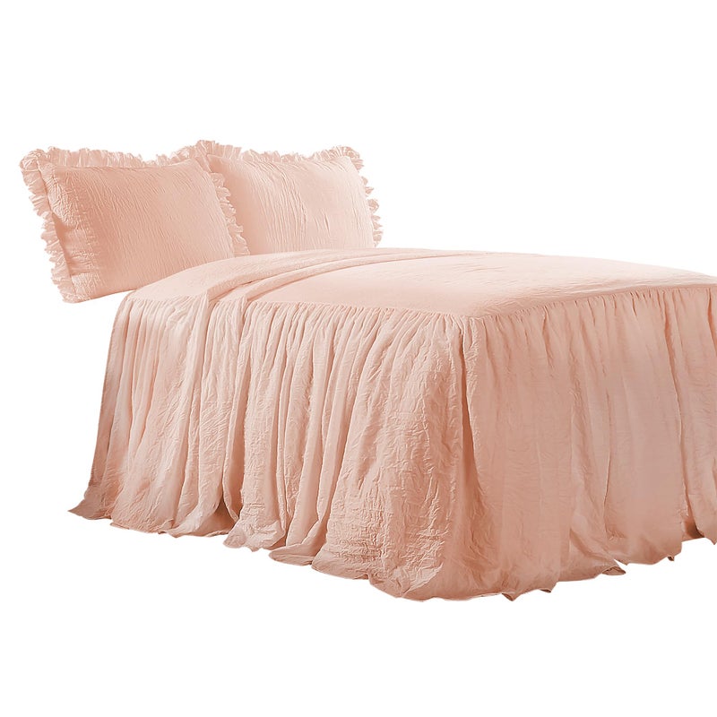 Lush Decor Ruffle Skirt Bedspread Set - 2-Piece Luxurious Farmhouse Bedding - Elegant Ruffle Detail - Timeless Style - Soft Lightweight Sheets - Twin, Blush - Image 4