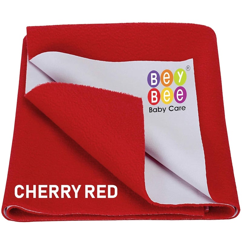Bey Bee BeyBee Waterproof Quick Dry Sheet for Baby Bed Pad AntiPiling Fleece Extra Absorbent Washable Matress Protector Baby Bed Protector Sheet for Toddler Children Large Size 140x100cm Red - Image 1