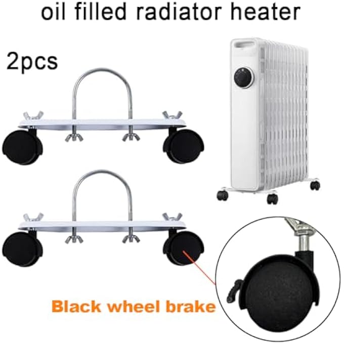 MOBILE PULLEY BRACKET FOR OILED FILLED RADIATOR, 360 ROTATABLE ELECTRIC HEATER FRAME BASE WITH WHEELS, EASY INSTALLATION REPAIR PARTS OIL HEATER ACCESSORIES, 2PCS - Image 2