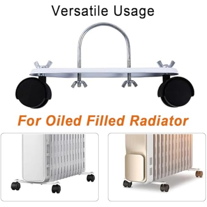 MOBILE PULLEY BRACKET FOR OILED FILLED RADIATOR, 360 ROTATABLE ELECTRIC HEATER FRAME BASE WITH WHEELS, EASY INSTALLATION REPAIR PARTS OIL HEATER ACCESSORIES, 2PCS - Image 3