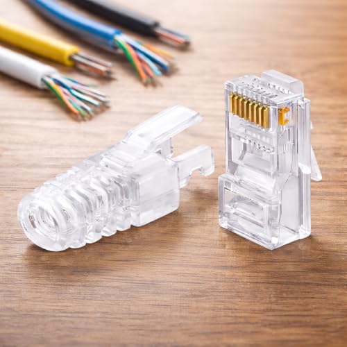 Seth Enterprises RJ45 CAT5 Pass Through Connectors 50pcs | High Speed Ethernet Crimp Plug for LAN Cable, & UTP Network Ends for Solid and Standard Wire | Easy Termination Connector for Router Setup - Image 2