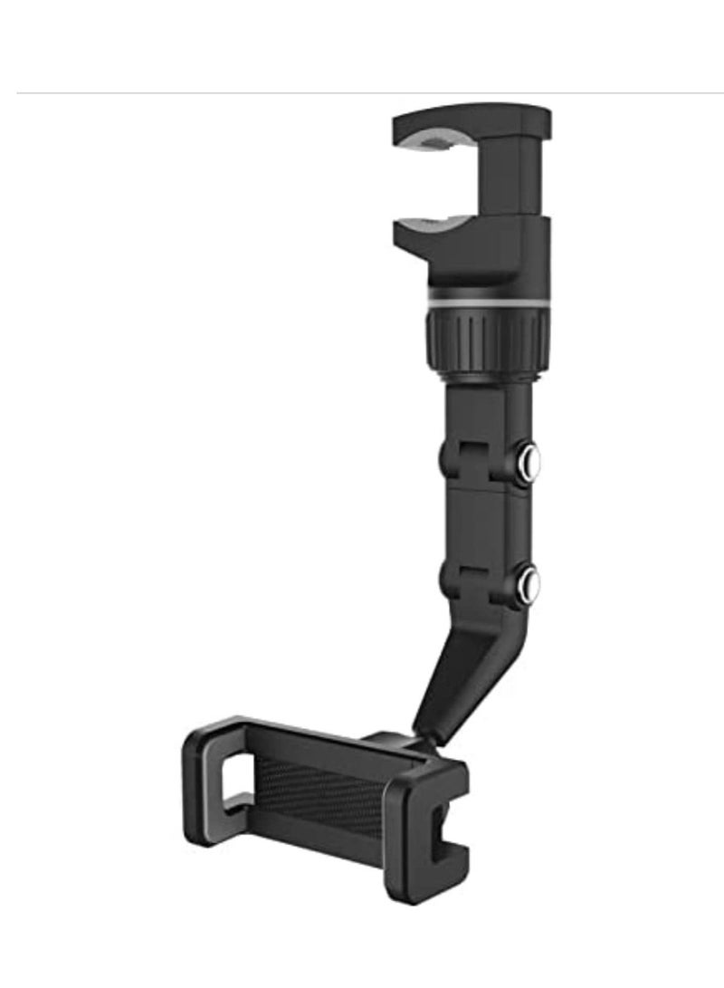 360 Degree Rotating Rearview Mirror Multifunctional Car Phone Holder Gps Navigation Adjustable Support Hanging Clip Bracket Cell for 4.0-6.1 Inch Mobile (Gray) - Image 3