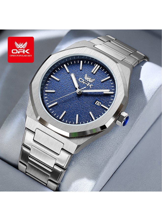 OPK Men's Octagonal Steel Band Men's Watch Form Calendar Luminous Quartz Watch 6046 - Image 1