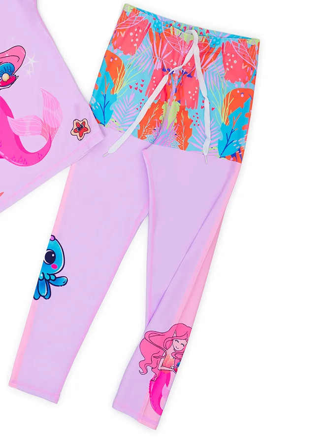 بيبي كلو Mermaid and Coral Girls' Swimwear 2 Piece Set
