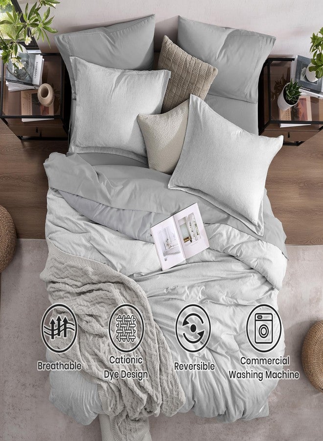 Monbix Full Size Comforter Set, Grey Bedding Comforter for Full Size Bed Set Reversible, Bedding Sets Full 7 Pieces, Cationic Dyeing Bed in a Bag with Comforter, Sheets, Pillowcases & Shams - Image 2