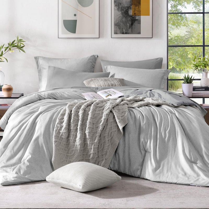 Monbix Full Size Comforter Set, Grey Bedding Comforter for Full Size Bed Set Reversible, Bedding Sets Full 7 Pieces, Cationic Dyeing Bed in a Bag with Comforter, Sheets, Pillowcases & Shams - Image 1