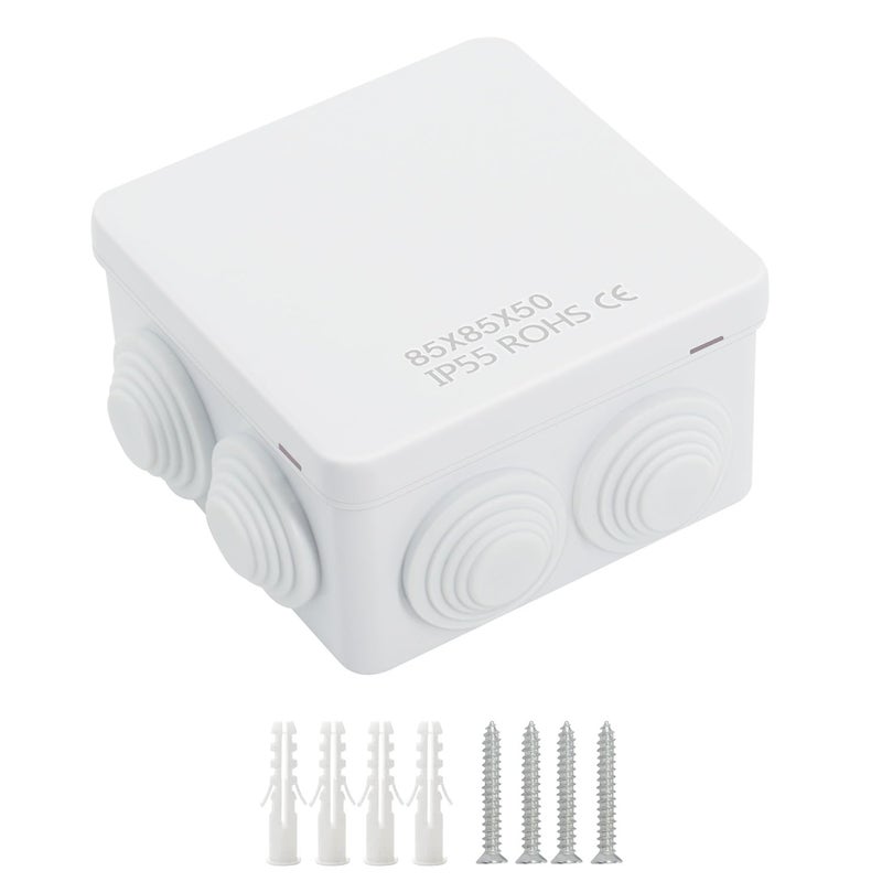 LeMotech ABS Plastic Dustproof Water Resistant IP55 Junction Box Universal Electrical Project Enclosure White 34 x 34 x 2 inch 85 x 85 x 50 mm