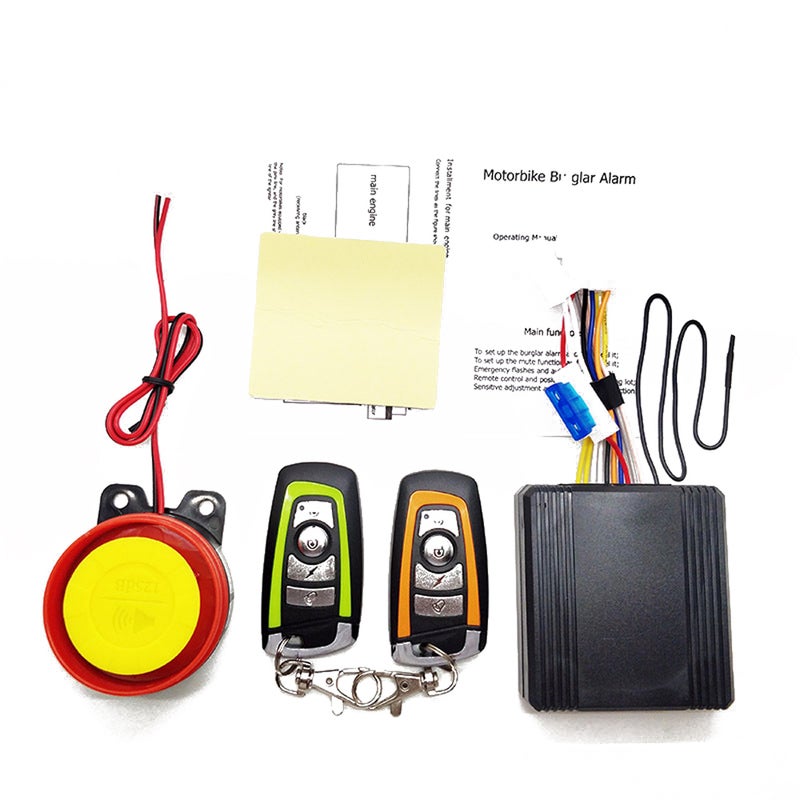 12V Universal Motorcycle Alarm System Scooter Anti-theft Secure Alarm System Two-way with Engine Start Remote Control Key Fob with Overload Protector - Image 1