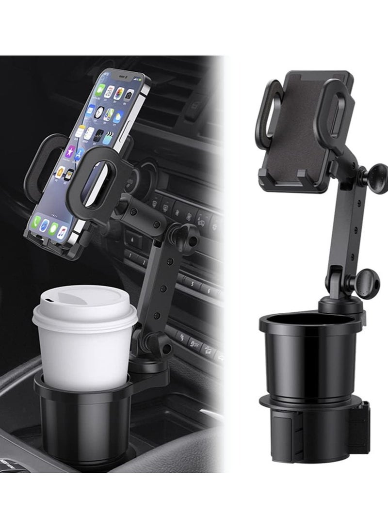 general Car Cup Holder Phone Mount Universal Auto Cell Phone Stand with Drink Expand Cup Holder 2 in 1 Multifunctional Car Cup Holder Expander with 360° Rotation Phone Mount - Image 1