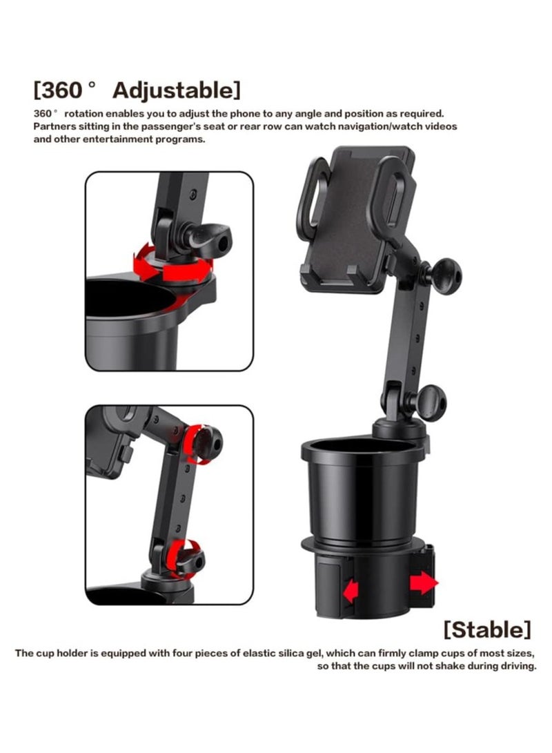general Car Cup Holder Phone Mount Universal Auto Cell Phone Stand with Drink Expand Cup Holder 2 in 1 Multifunctional Car Cup Holder Expander with 360° Rotation Phone Mount - Image 4