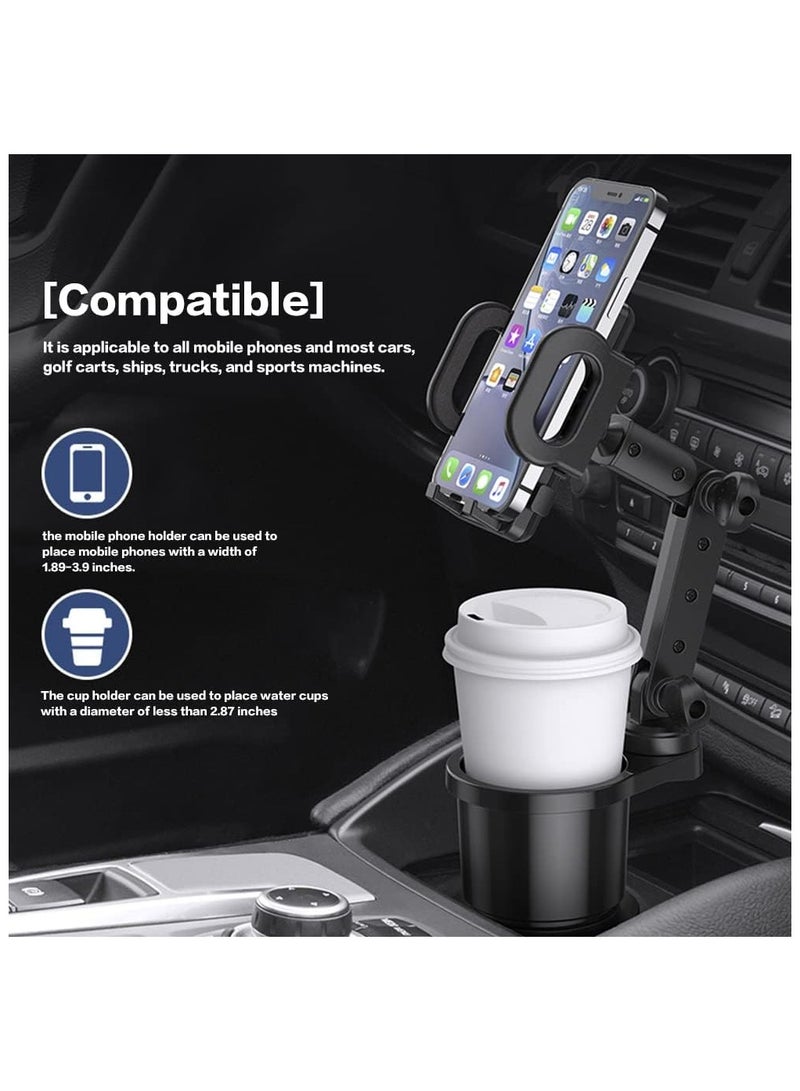 general Car Cup Holder Phone Mount Universal Auto Cell Phone Stand with Drink Expand Cup Holder 2 in 1 Multifunctional Car Cup Holder Expander with 360° Rotation Phone Mount - Image 3